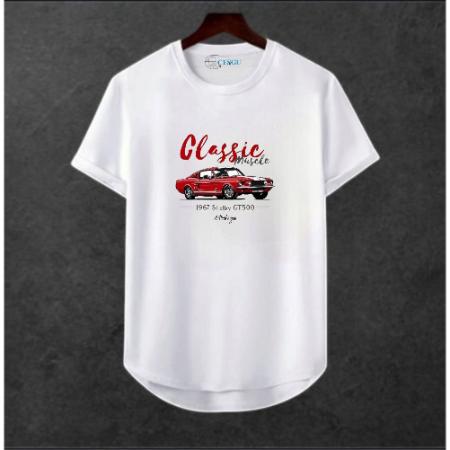 Erkek Ön Baskili T-shirt Plus Model